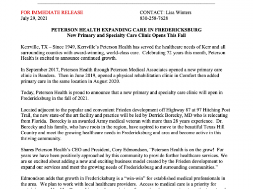 Press Release Fredannouncement 20210730